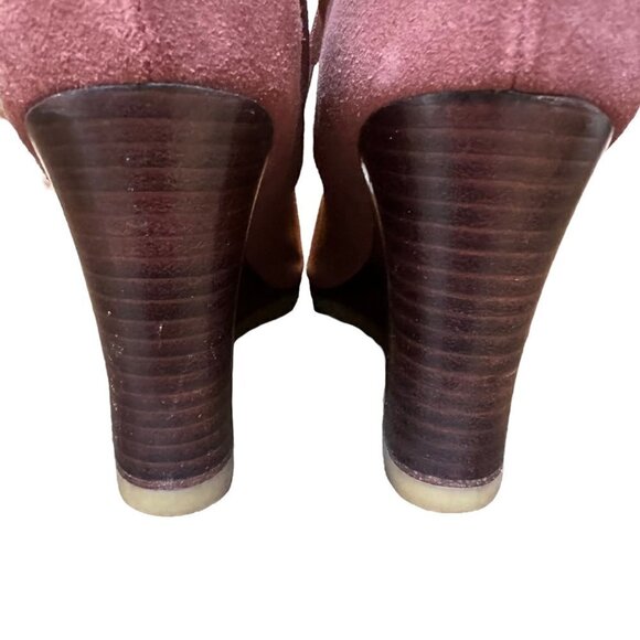 UGG Elyse Open Toe Maroon Leather Lace Up Ankle Wedge Heels Womens Size‎ 8 - Picture 7 of 9